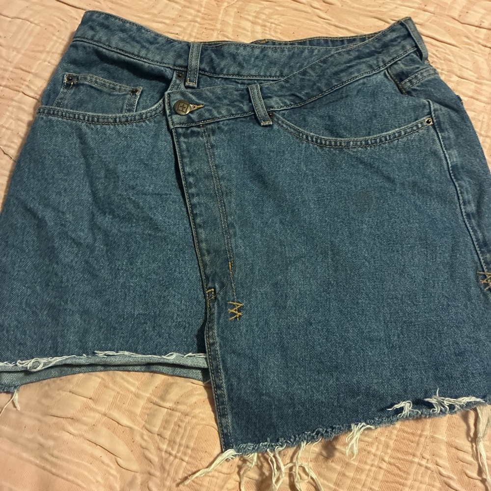 Ksubi Blue High Low Denim Skirt